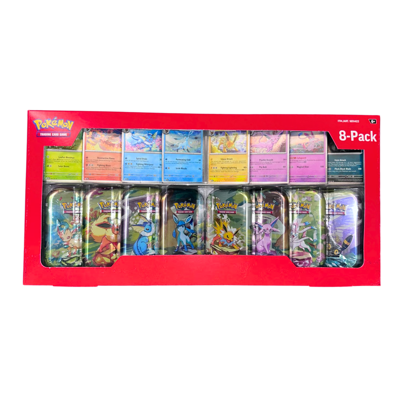 Pokemon TCG - Costco Prismatic Evolutions 8-pack Mini Tin Set with Promo Cards